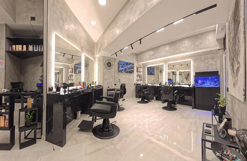 Interno del salone MEN'S HAVEN a Talenti, Roma